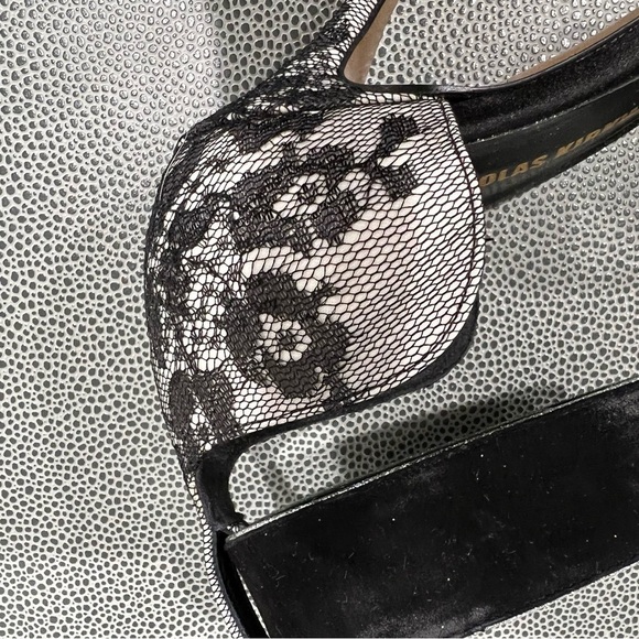 Nicholas KIRKWOOD 🖤 black suede, lace & silver 4 in. strappy heels EUC size 35 - Picture 5 of 14